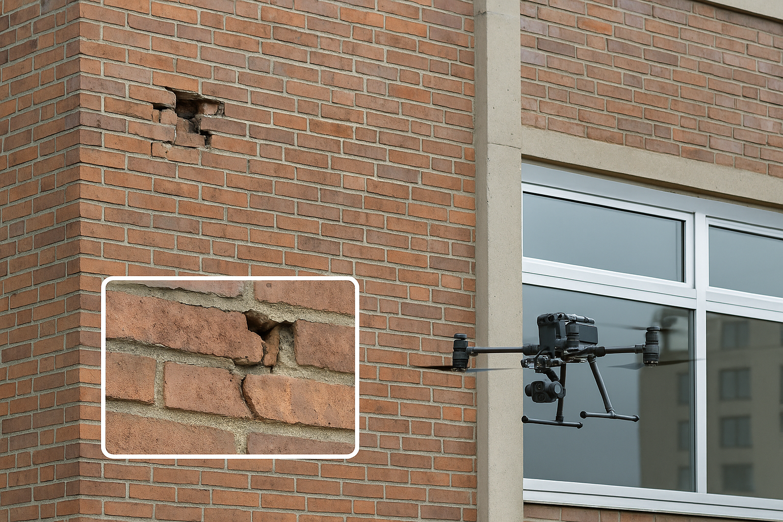 Drohneninspektion Gebäudefassade mit thermischer Analyse